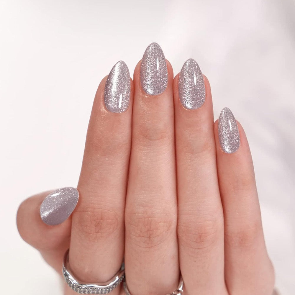 Glazed Silver Cat Eye Almond