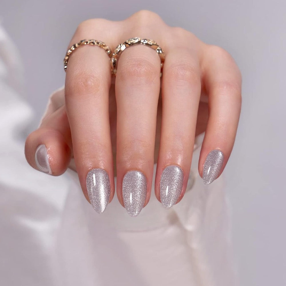 Glazed Silver Cat Eye Almond